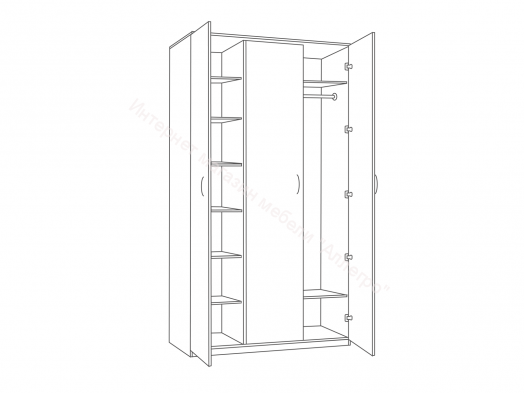 Шкаф "Дуэт Люкс" 3-х створчатый с зеркалом