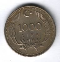 1000 лир 1990 г. Турция