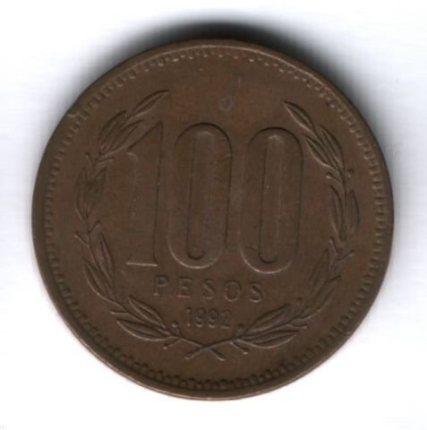 100 песо 1992 г. Чили
