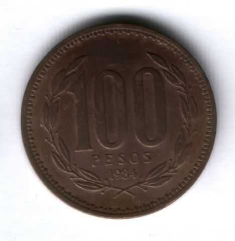 100 песо 1984 г. Чили