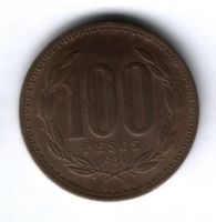 100 песо 1984 г. Чили