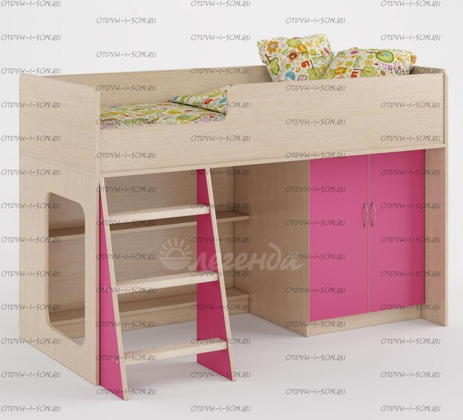 Кровать-чердак Легенда-34 с лестницей