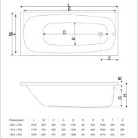 схема ванны Excellent Layla 170x75