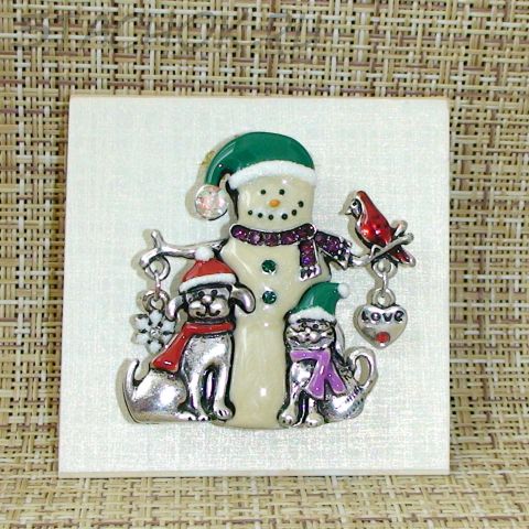 Брошь "Снеговик с друзьями" (KC США)