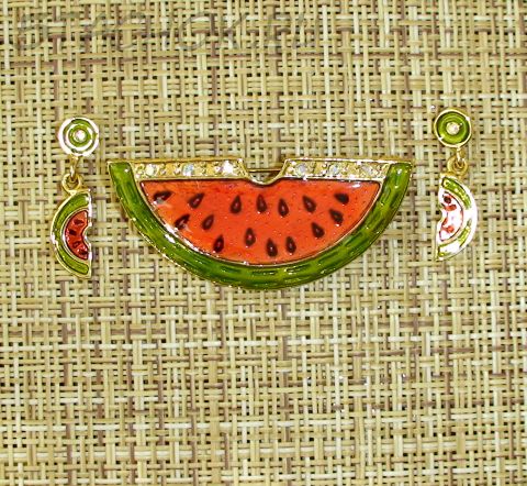 Брошь и серьги "Арбузик" (Danecraft США)