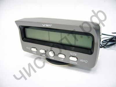 Часы  эл. авто VST7045 (темп.внутр. и наруж., будильник, дата)