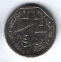2 франка 1993 г. Франция, 50 лет Национальному движению сопротивления
