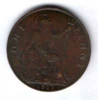 1 пенни 1917 г. Великобритания