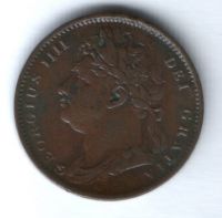 1 фартинг 1822 г. Великобритания