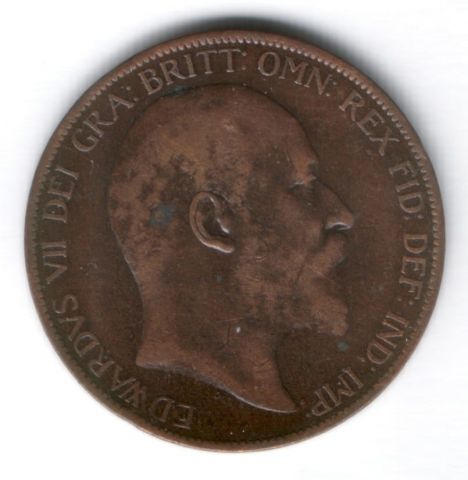 1 пенни 1904 г. Великобритания