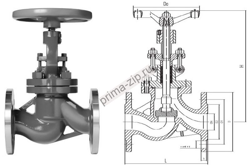 Клапан запорный 15нж65нж Ду40 Ру16