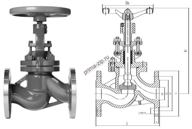 Клапан запорный 15нж65нж Ду125 Ру16