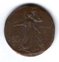 10 чентезимо 1911 г. Италия