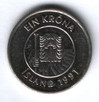 1 крона 1997 г. Исландия