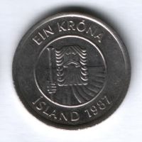 1 крона 1987 г. Исландия