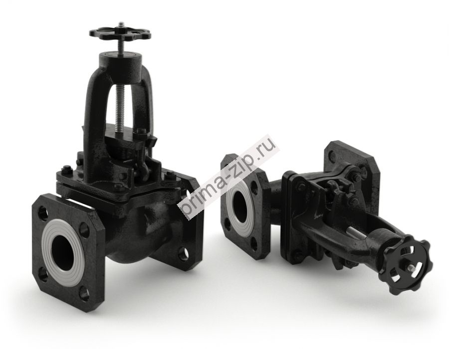 Клапан запорный из ковкого чугуна фланцевый 15кч16п1