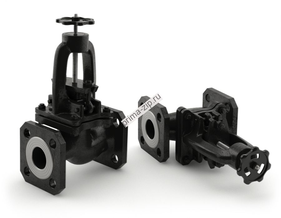 Клапан запорный из ковкого чугуна фланцевый 15кч16п1