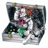Серебряная коллекционная фигурка клоуна в чемодане, высота 11 см. (Valenti & Co, Италия)