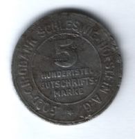 5/100 марки 1923 г. Шлезвиг-Гольштейн, Германия