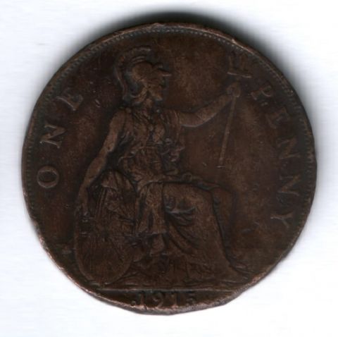 1 пенни 1915 г. Великобритания