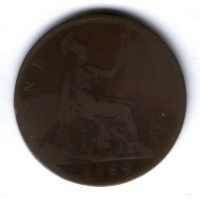 1 пенни 1889 г. Великобритания