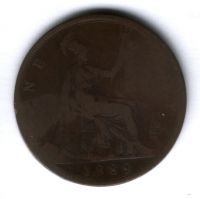 1 пенни 1889 г. Великобритания