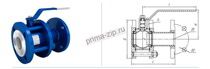 Кран шаровый фланцевый разборный 11с67п КШРФ.065/050.025 Ру-25, Ду-65
