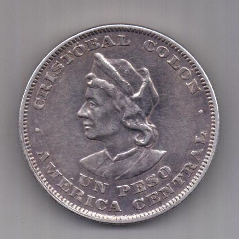 1 песо 1908 г. Христофор Колумб. Сальвадор
