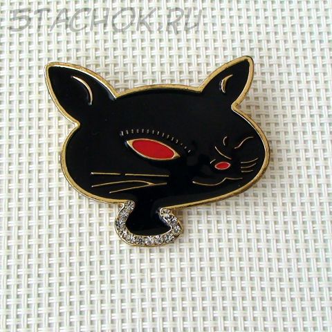Брошь "Подмигивающая черная кошечка" (США)