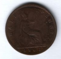 1/2 пенни 1861 г. Великобритания