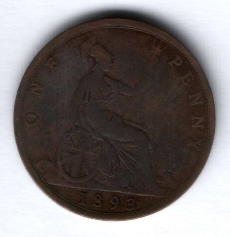 1 пенни 1893 г. Великобритания