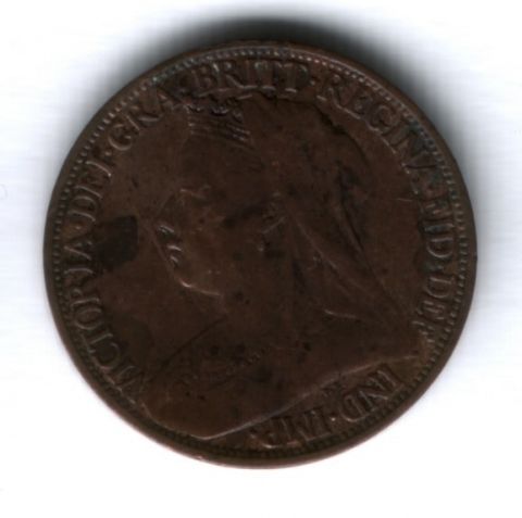 1 фартинг 1900 г. Великобритания