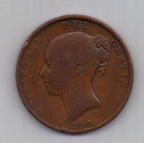 1 пенни 1841 г. Великобритания