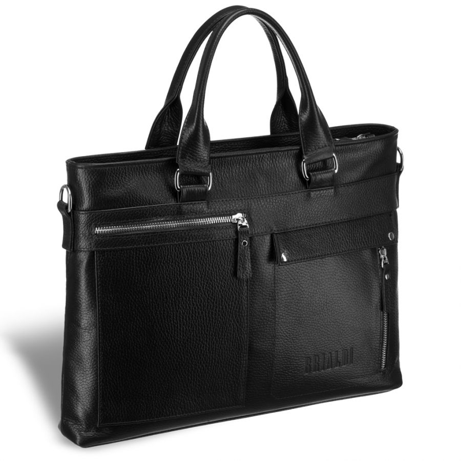 Деловая сумка Slim-формата для документов BRIALDI Bresso (Брессо) relief black