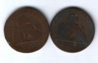 2 сантима 19 век Бельгия, 2 шт