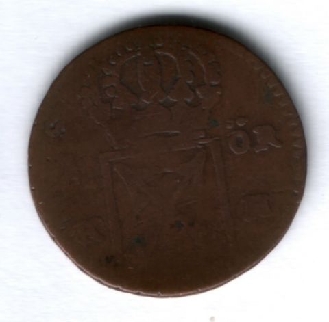 1 эре 1718-1720 гг. Швеция, перечекан