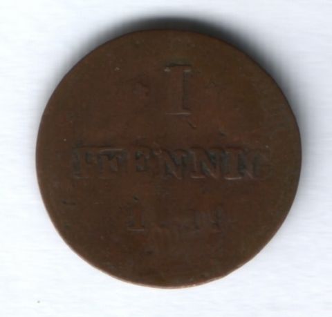 1 пфенниг 1819 г. Гессен-Дармштадт, Германия