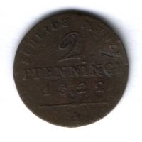 2 пфеннига 1822 г. Пруссия