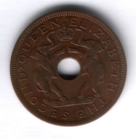 1 пенни 1963 г. Родезия и Ньясаленд