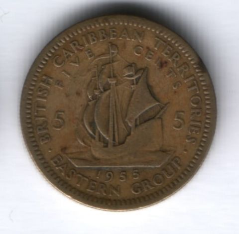 5 центов 1955 г. Восточно-Карибские государства