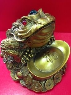 Жаба с зеленым кристаллом (18,5*15см, Латунь)