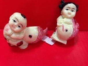 Девочка и мальчик с рыбой 5см