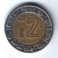 2 песо 1998 г. Мексика