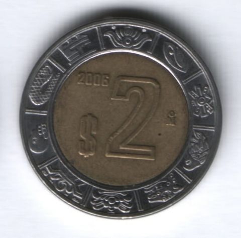 2 песо 2006 г. XF Мексика