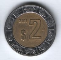 2 песо 2011 г. XF Мексика