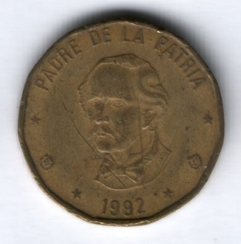 1 песо 1992 г. Доминиканская республика
