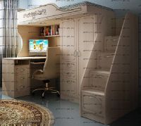 Кровать-чердак Классика 4/1 ФКК (80х190) + лестница-комод
