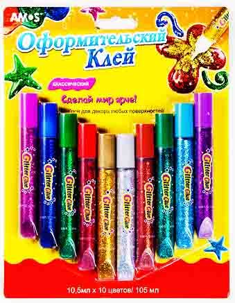 Клей оформительский (10 цветов по 10,5 мл.)