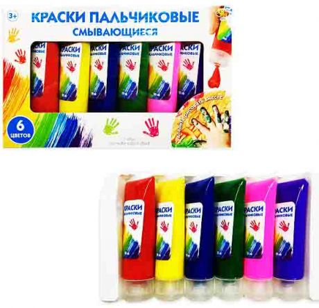 Краски пальчиковые смывающиеся, 6 цветов
