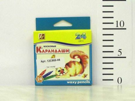 Карандаши восковые, шестигранные 8х90, 24 цвета